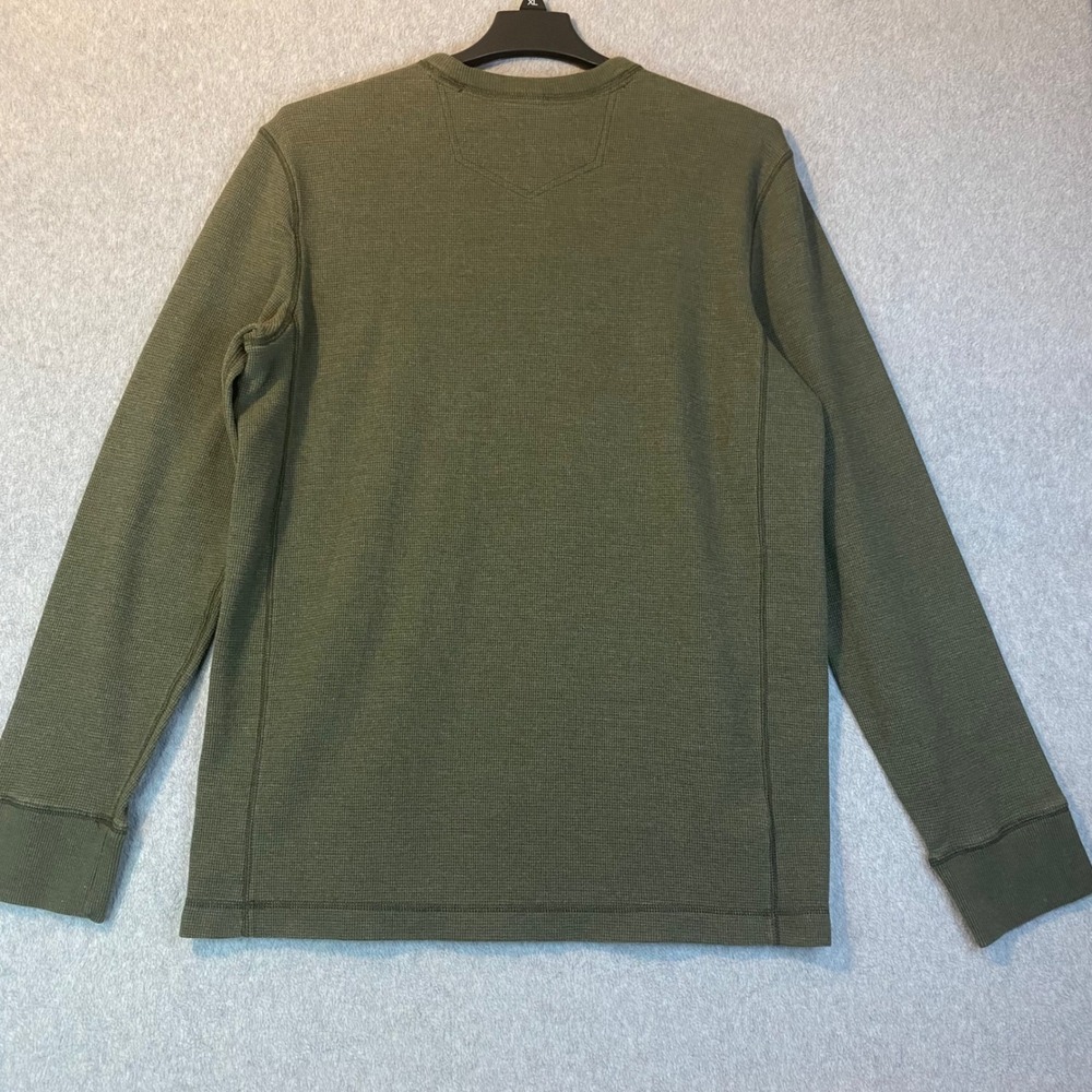 Eddie‎ Bauer Thermal Shirt Mens TL Olive Green Waffle Knit Long Sleeve Hiking - Picture 2 of 8